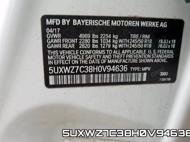 5UXWZ7C38H0V94636