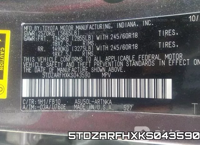 5TDZARFHXKS043590