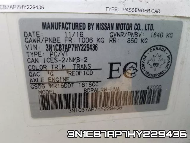 3N1CB7AP7HY229436