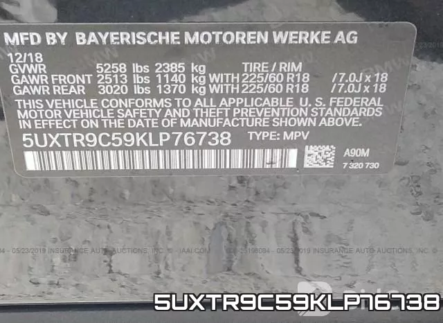 5UXTR9C59KLP76738