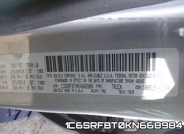 1C6SRFBT0KN668984
