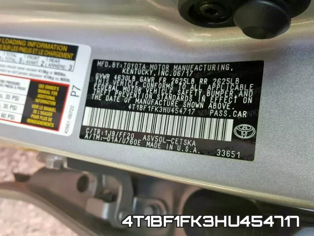 4T1BF1FK3HU454717