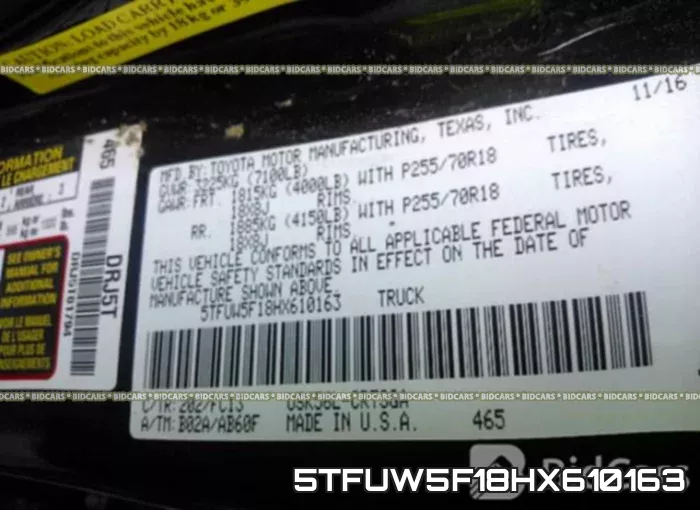 5TFUW5F18HX610163