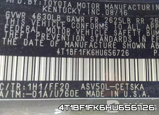 4T1BF1FK6HU656726