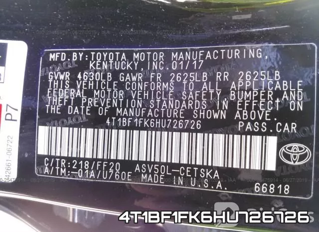 4T1BF1FK6HU726726