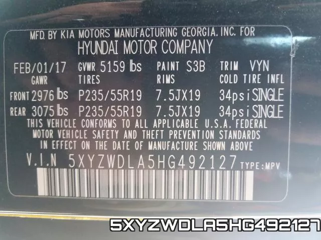 5XYZWDLA5HG492127