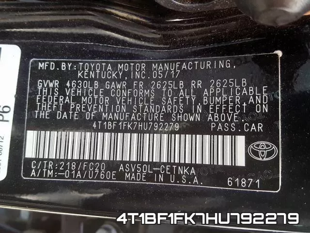 4T1BF1FK7HU792279