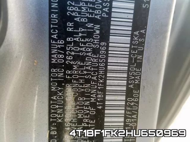 4T1BF1FK2HU650969