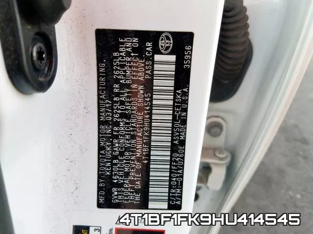 4T1BF1FK9HU414545