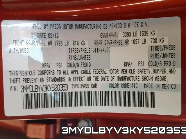 3MYDLBYV3KY520353