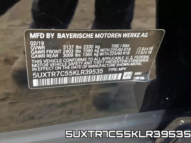 5UXTR7C55KLR39535