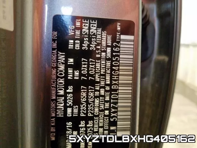 5XYZTDLBXHG405162