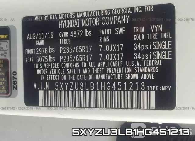 5XYZU3LB1HG451213