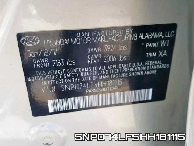 5NPD74LF5HH181115