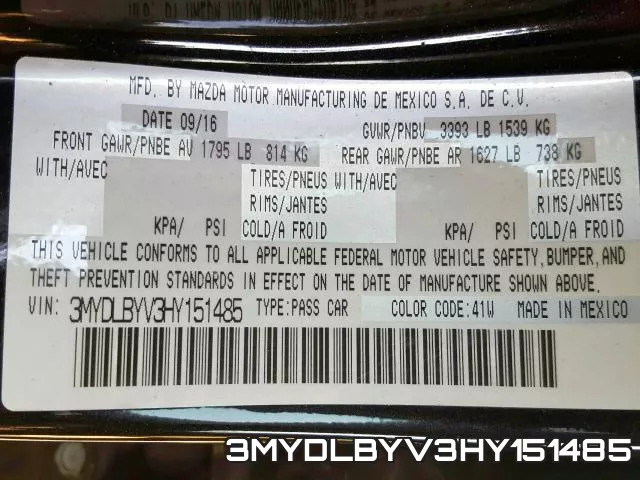 3MYDLBYV3HY151485