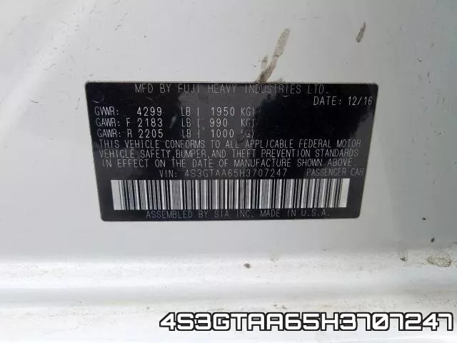 4S3GTAA65H3707247