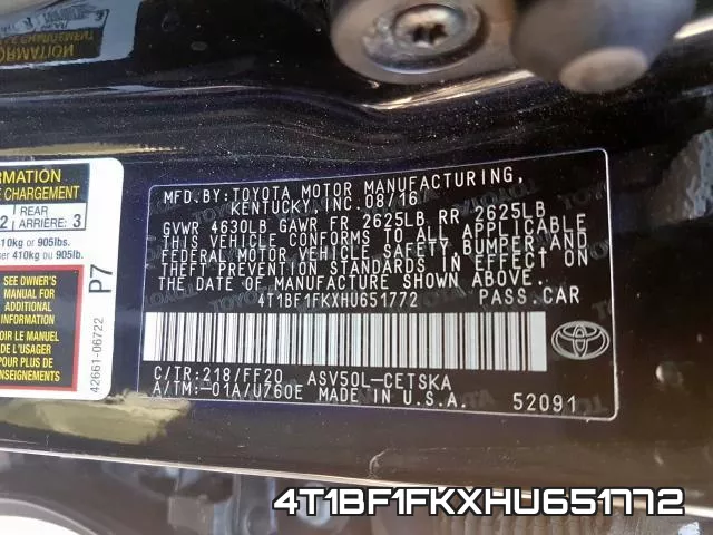 4T1BF1FKXHU651772