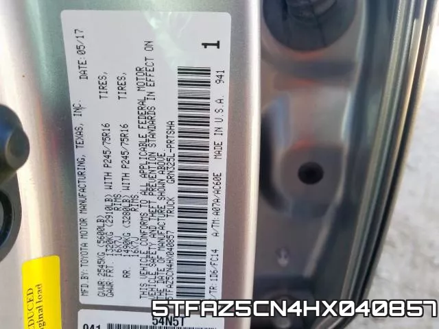 5TFAZ5CN4HX040857