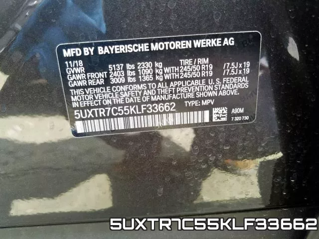 5UXTR7C55KLF33662