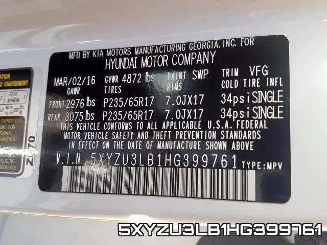 5XYZU3LB1HG399761