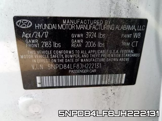 5NPD84LF8JH222131