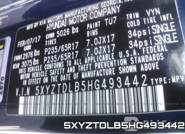5XYZTDLB5HG493442