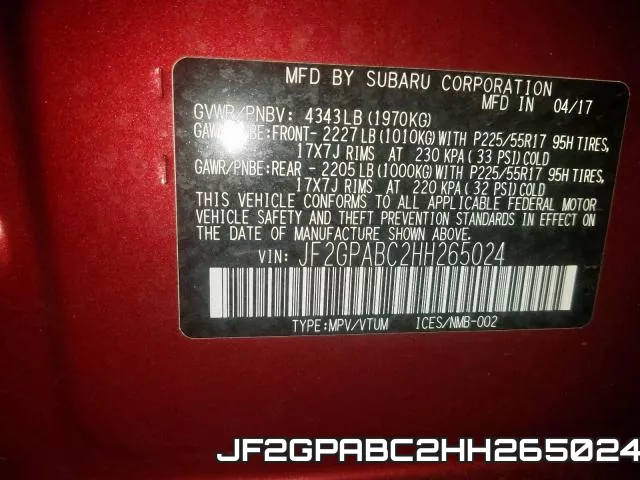 JF2GPABC2HH265024