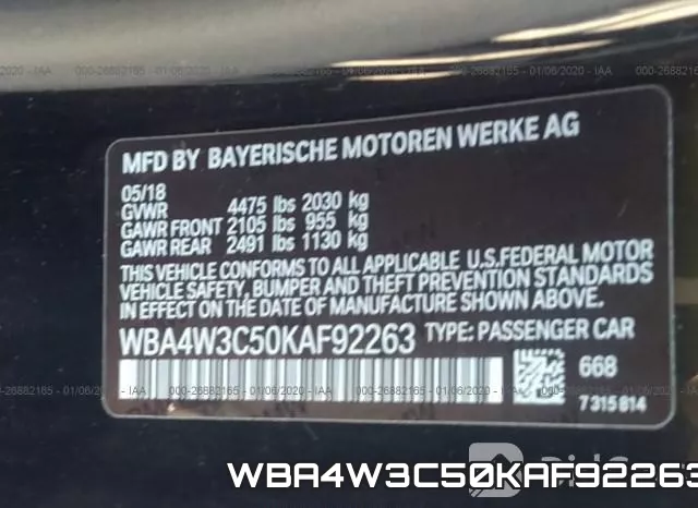 WBA4W3C50KAF92263