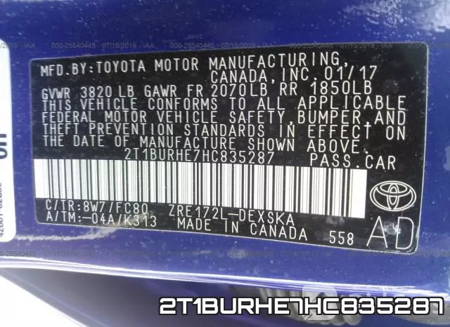 2T1BURHE7HC835287