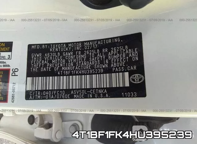 4T1BF1FK4HU395239