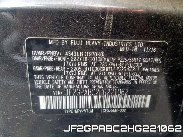 JF2GPABC2HG221062