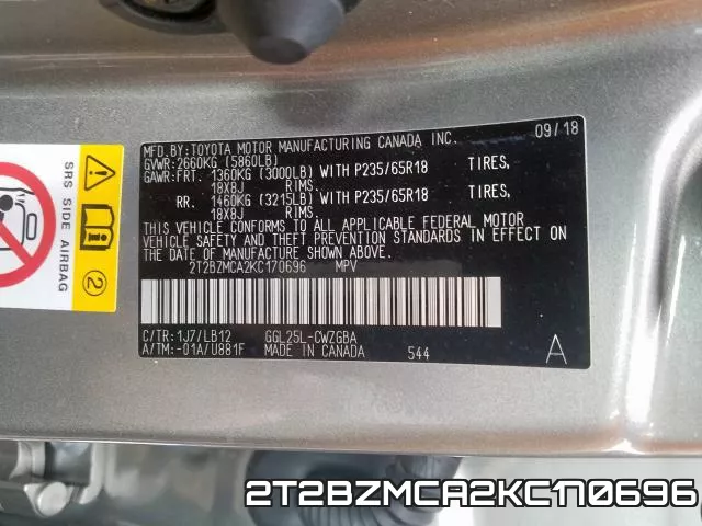 2T2BZMCA2KC170696