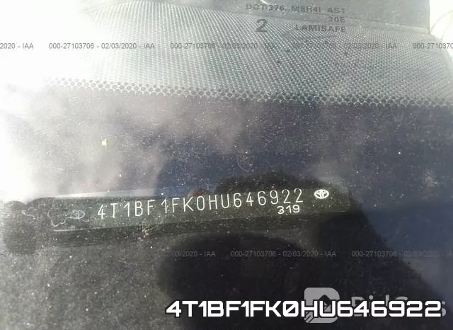 4T1BF1FK0HU646922