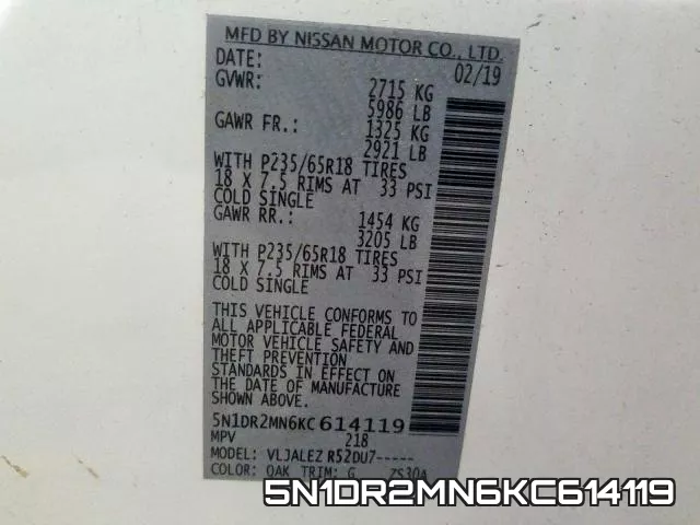 5N1DR2MN6KC614119