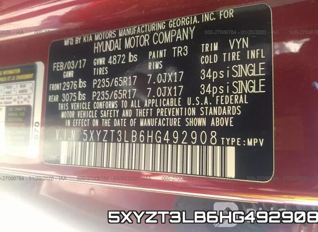 5XYZT3LB6HG492908