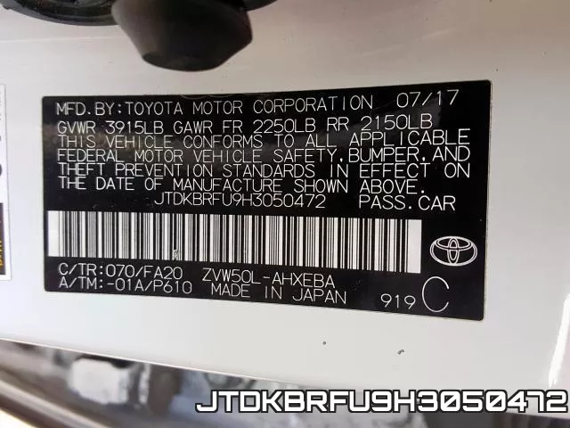JTDKBRFU9H3050472