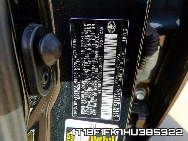 4T1BF1FK7HU385322