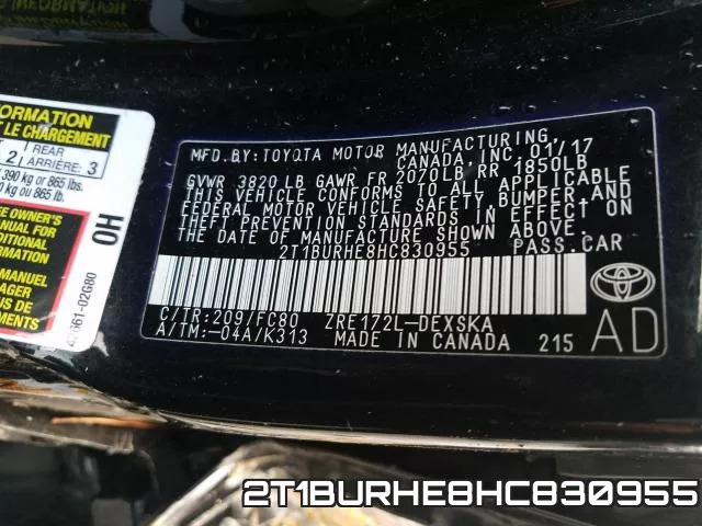 2T1BURHE8HC830955