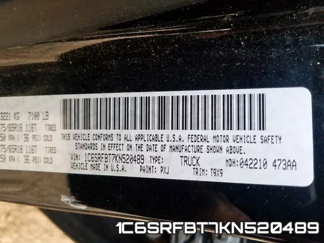 1C6SRFBT7KN520489