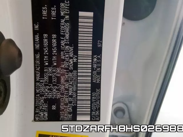 5TDZARFH8HS026988