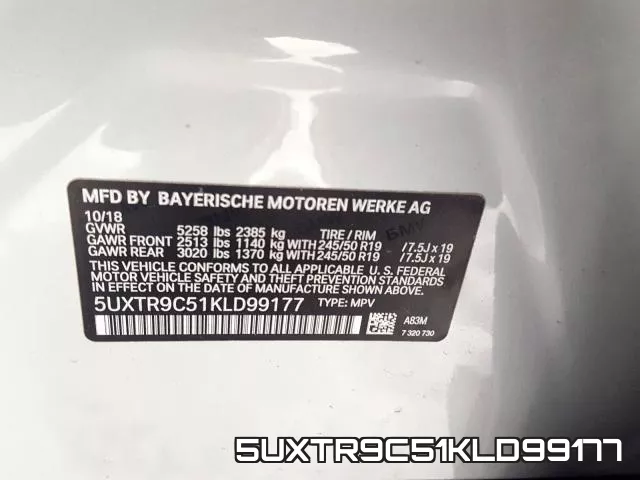 5UXTR9C51KLD99177