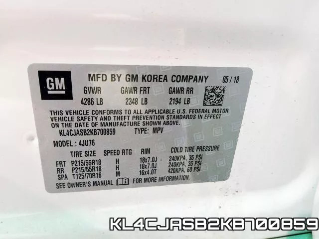 KL4CJASB2KB700859