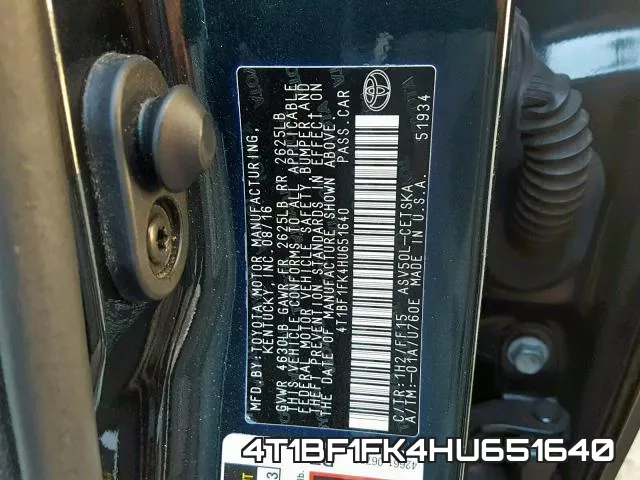 4T1BF1FK4HU651640