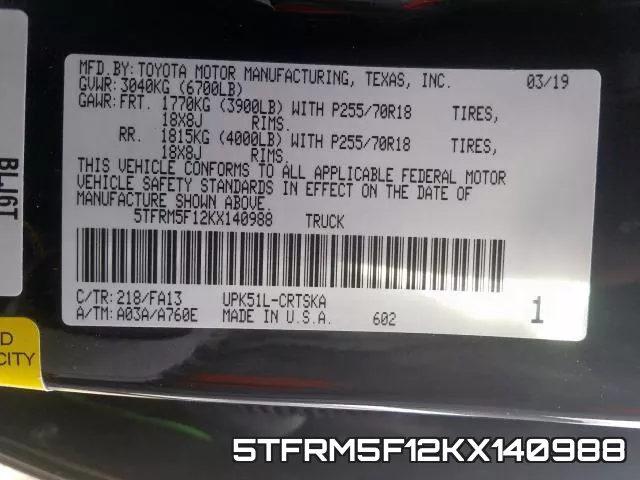 5TFRM5F12KX140988