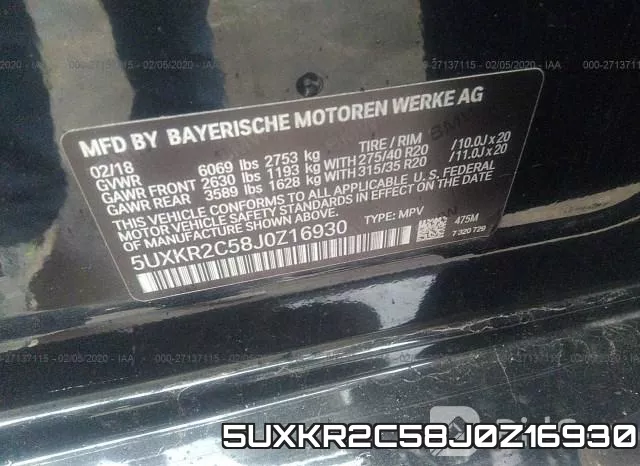 5UXKR2C58J0Z16930