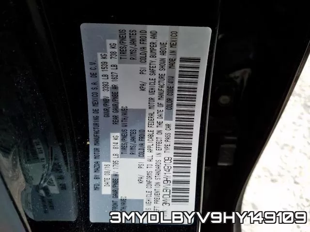 3MYDLBYV9HY149109