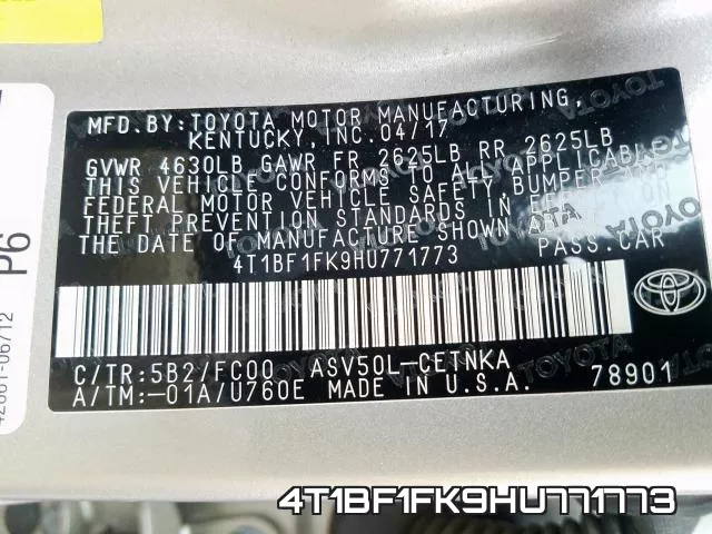 4T1BF1FK9HU771773