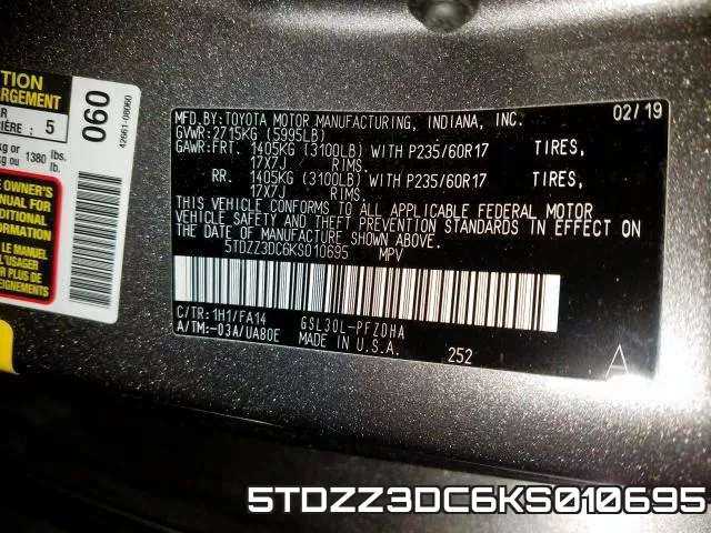 5TDZZ3DC6KS010695