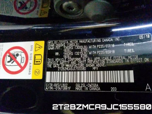 2T2BZMCA9JC155580