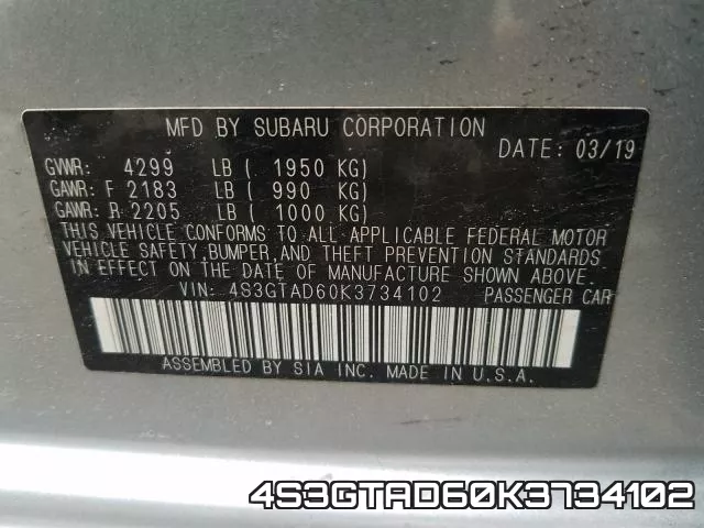 4S3GTAD60K3734102
